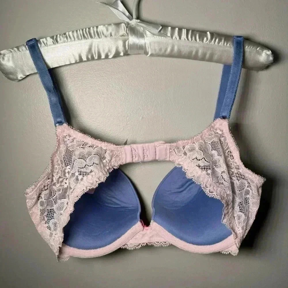 Victoria secret lavender pink lace  push up bra 32D - Picture 5 of 6